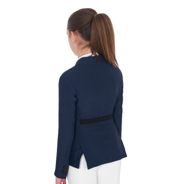 Turnierjacke drei Knöpfe Mädchen aus Mesh Equestro Marine Marineblau