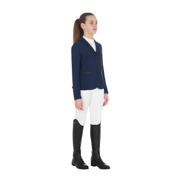 Turnierjacke drei Knöpfe Mädchen aus Mesh Equestro Marine Marineblau