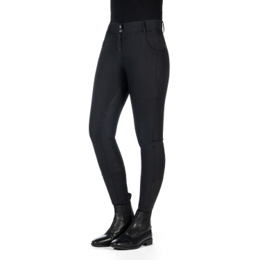 HKM Ari Reithose mittlere Taille Vollbesatz Silikon Schwarz