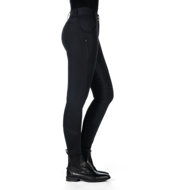 HKM Ari Reithose mittlere Taille Vollbesatz Silikon Schwarz