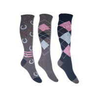 HKM Cardiff Socken 3er-Pack Grau / Blau