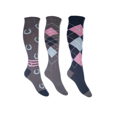 HKM Cardiff Socken 3er-Pack Grau / Blau HKM Cardiff Socken 3er-Pack Grau / Blau