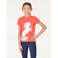 T-shirt Dublin enfant Tilly Cheval arc-en-ciel corail
