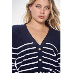 Cardigan Harcour Camelia Damen Marine / Weiß Blau