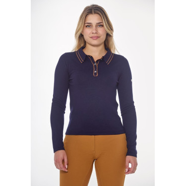 Damen-Langarm-Poloshirt Harcour Popi Marine Marineblau