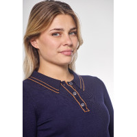 Damen-Langarm-Poloshirt Harcour Popi Marine Marineblau
