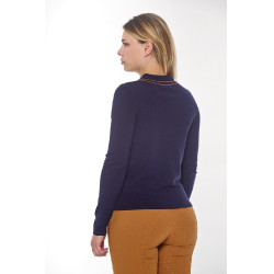 Damen-Langarm-Poloshirt Harcour Popi Marine Marineblau
