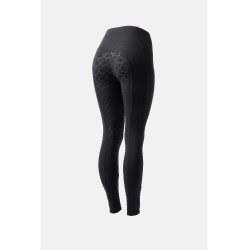 Damen-Reitleggings Gillian Horze mit hohem Bund und Vollbesatz aus Silikon Schwarz