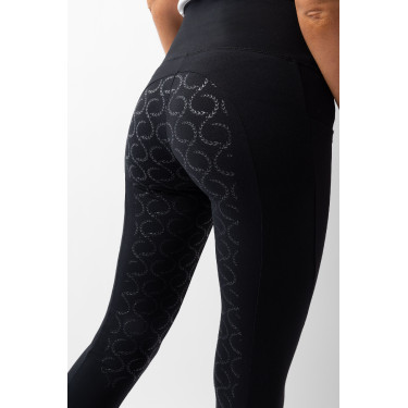 Damen-Reitleggings Gillian Horze mit hohem Bund und Vollbesatz aus Silikon Schwarz
