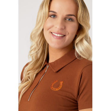 Damen-Poloshirt Amy aus elastischer Baumwolle mit kurzen Ärmeln Horze Damen-Poloshirt Amy aus elastischer Baumwolle mit kurzen Ärmeln Horze