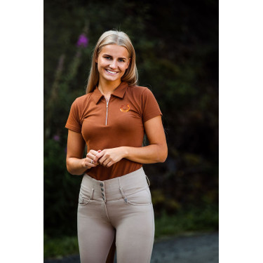 Damen-Poloshirt Amy aus elastischer Baumwolle mit kurzen Ärmeln Horze Damen-Poloshirt Amy aus elastischer Baumwolle mit kurzen Ärmeln Horze