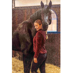 Gestreifte Fleece-Reitjacke Horze Della Damen Port Royale Bordeaux Gestreifte Fleece-Reitjacke Horze Della Damen Port Royale Bordeaux