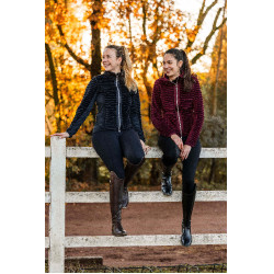 Gestreifte Fleece-Reitjacke Horze Della Damen Port Royale Bordeaux Gestreifte Fleece-Reitjacke Horze Della Damen Port Royale Bordeaux