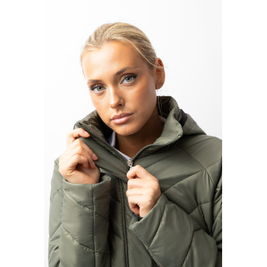 Aurora Damen-Daunenjacke Horze mit abnehmbarem Rock Grüner Käfer Aurora Damen-Daunenjacke Horze mit abnehmbarem Rock Grüner Käfer