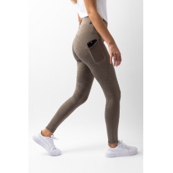Reitleggings mit Vollbesatz Grip Horze Dea, Damen Morchelbraun