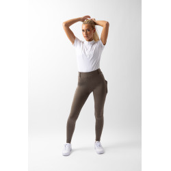 Reitleggings mit Vollbesatz Grip Horze Dea, Damen Morchelbraun