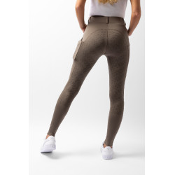 Reitleggings mit Vollbesatz Grip Horze Dea, Damen Morchelbraun