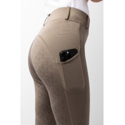 Reitleggings mit Vollbesatz Grip Horze Dea, Damen Morchelbraun