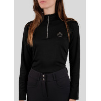Wettkampf-Poloshirt Montar Everly Crystal Logo Langarm Damen Schwarz Wettkampf-Poloshirt Montar Everly Crystal Logo Langarm Damen Schwarz
