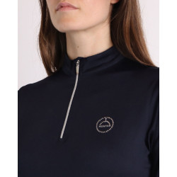 Polo de concours Montar Everly crystal logo manches longues femme Marine Polo de concours Montar Everly crystal logo manches longues femme Marine