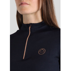 Polo Montar Everly Mon Tech Damen langarm roségold Marine Marineblau