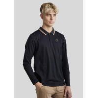 Polo Montar MoDrake Herren mit kontrastierendem Kragen und langen Ärmeln Schwarz