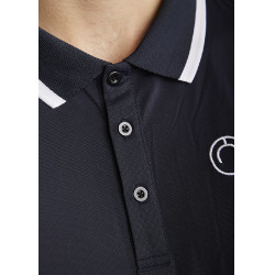 Polo Montar MoDrake Herren mit kontrastierendem Kragen und langen Ärmeln Dunkelmarine Blau