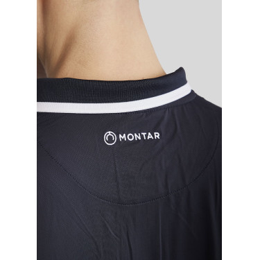 Polo Montar MoDrake Herren mit kontrastierendem Kragen und langen Ärmeln Dunkelmarine Blau