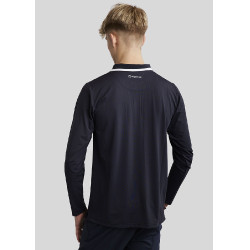 Polo Montar MoDrake Herren mit kontrastierendem Kragen und langen Ärmeln Dunkelmarine Blau