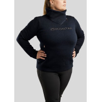 Pullover Montar Naja mit Reißverschluss am Kragen Crystal Roségold Curve Damen Marine Marineblau