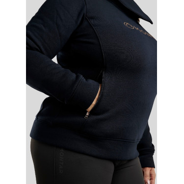Pullover Montar Naja mit Reißverschluss am Kragen Crystal Roségold Curve Damen Marine Marineblau