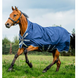 Pferdedecke Horseware High Neck Amigo® Bravo 12 Original 250g 1200D Marine / Titan Grau / Silber Marineblau
