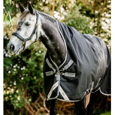 Pferdedecke Horseware High Neck Amigo® Bravo 12 Original 250g 1200D Schwarz / Titan Grau / Silber