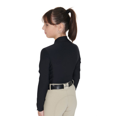 Base Layer Equestro Trainingsshirt mit langen Ärmeln für Mädchen Schwarz