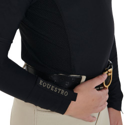 Base Layer Equestro Trainingsshirt mit langen Ärmeln für Mädchen Schwarz