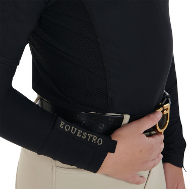 Base Layer Equestro Trainingsshirt mit langen Ärmeln für Mädchen Schwarz