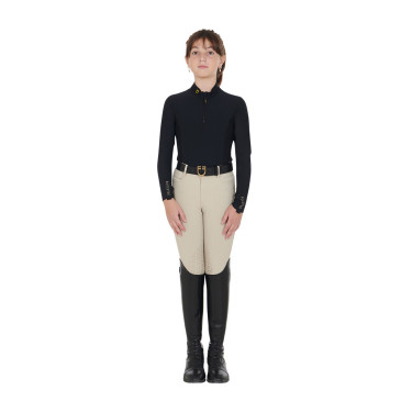 Base Layer Equestro Trainingsshirt mit langen Ärmeln für Mädchen Schwarz