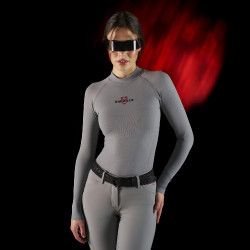 Damen-Baselayer mit langen Ärmeln Equestro Ridertechnology Spottdrossel Grau