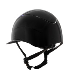 Polierter Kunstleder-Kopfriemenhelm zugelassen nach EN 1384-2023 Equestro Schwarz / Violett