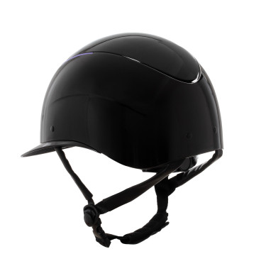 Polierter Kunstleder-Kopfriemenhelm zugelassen nach EN 1384-2023 Equestro Schwarz / Violett