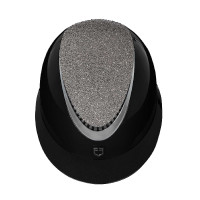 Star-Helm mit großem Visier und Strasssteinen, EN 1384-2023 zugelassen, Equestro Schwarz / Silber