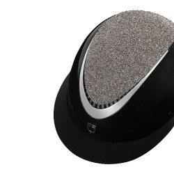 Star-Helm mit großem Visier und Strasssteinen, EN 1384-2023 zugelassen, Equestro Schwarz / Silber