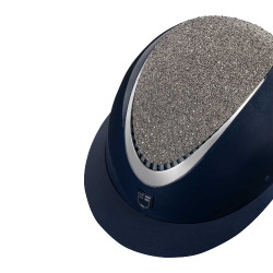 Star-Helm mit großem Visier und Strasssteinen, EN 1384-2023 zugelassen, Equestro Marine / Silber Blau