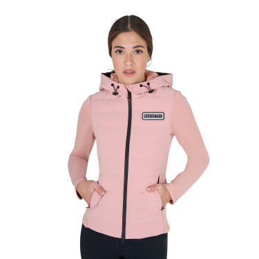 Damen-Kapuzen-Daunenjacke Equestro aus technischem Materialmix Rosen-Cameo Rosa