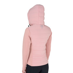 Damen-Kapuzen-Daunenjacke Equestro aus technischem Materialmix Rosen-Cameo Rosa