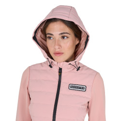 Damen-Kapuzen-Daunenjacke Equestro aus technischem Materialmix Rosen-Cameo Rosa
