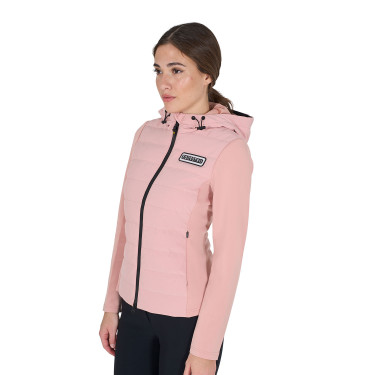 Damen-Kapuzen-Daunenjacke Equestro aus technischem Materialmix Rosen-Cameo Rosa