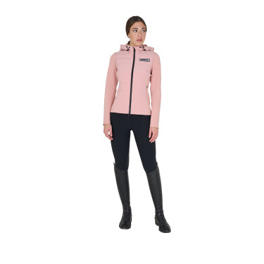 Damen-Kapuzen-Daunenjacke Equestro aus technischem Materialmix Rosen-Cameo Rosa