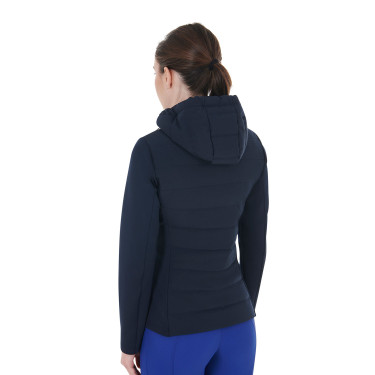 Damen-Kapuzen-Daunenjacke Equestro aus technischem Materialmix Marineblazer Marineblau Damen-Kapuzen-Daunenjacke Equestro aus technischem Materialmix Marineblazer Marineblau
