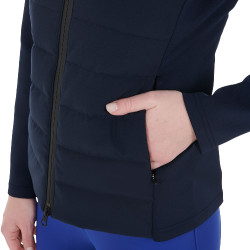 Damen-Kapuzen-Daunenjacke Equestro aus technischem Materialmix Marineblazer Marineblau Damen-Kapuzen-Daunenjacke Equestro aus technischem Materialmix Marineblazer Marineblau